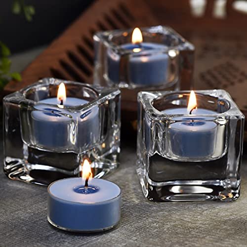 DEYBBY Sojawachs Duft-Teelicht, 12er Pack natürlicher Duft langanhaltend klares Glas Aromatherapie Kerzenset, rauchfrei & langanhaltend | für Geschenk, Jubiläum, Restaurant | Meeresbrise