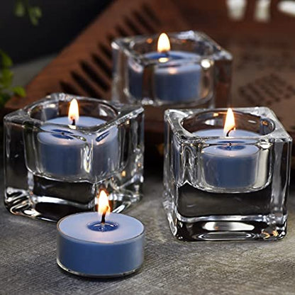 DEYBBY Sojawachs Duft-Teelicht, 12er Pack natürlicher Duft langanhaltend klares Glas Aromatherapie Kerzenset, rauchfrei & langanhaltend | für Geschenk, Jubiläum, Restaurant | Meeresbrise