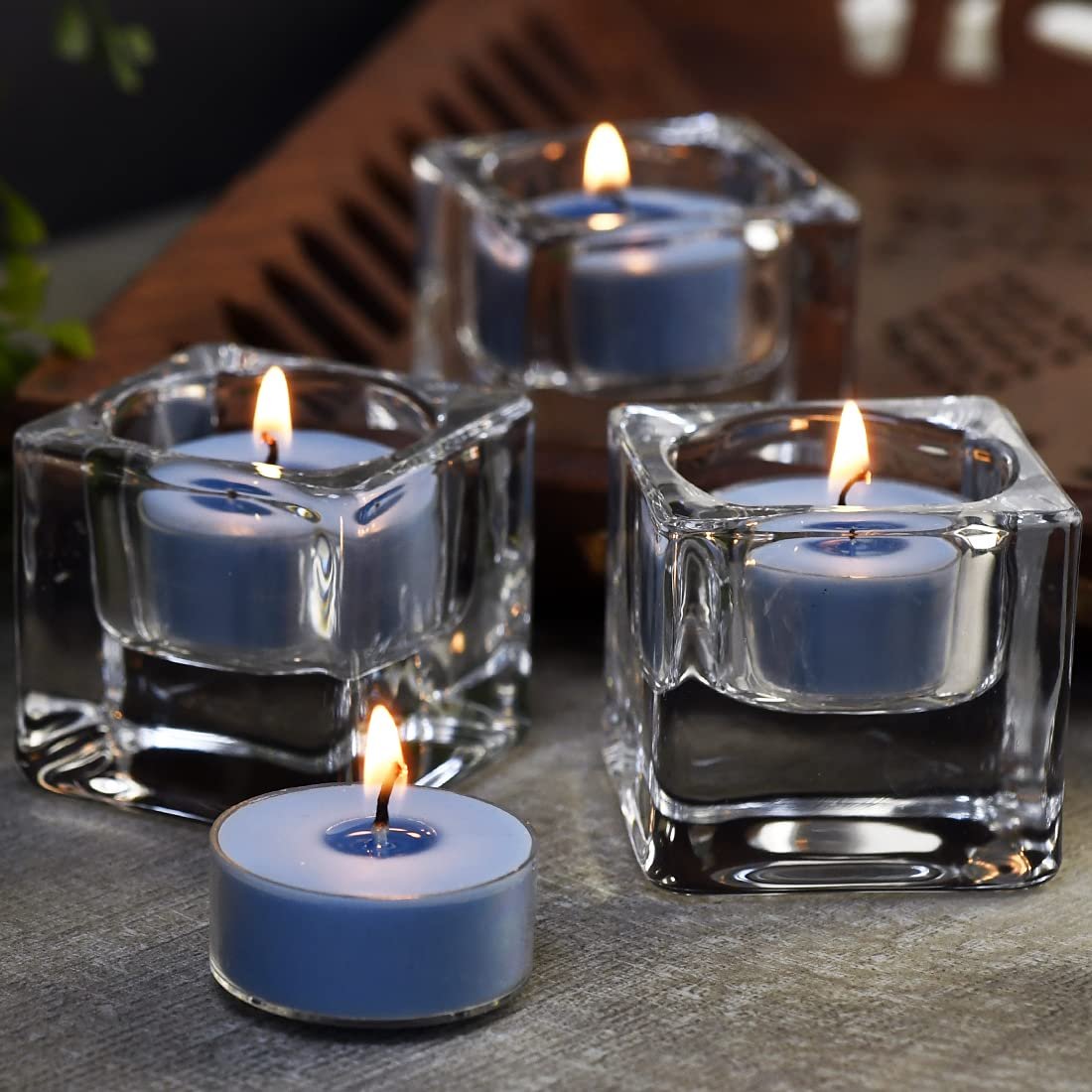 DEYBBY Sojawachs Duft-Teelicht, 12er Pack natürlicher Duft langanhaltend klares Glas Aromatherapie Kerzenset, rauchfrei & langanhaltend | für Geschenk, Jubiläum, Restaurant | Meeresbrise