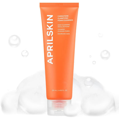 Aprilskin Carrotene Reinigender Schaumreiniger – Tiefenreinigung mit BHA & Talgkontrolle für fettige, empfindliche, zu Akne neigende Haut – 120 ml – Vegan & tierversuchsfrei