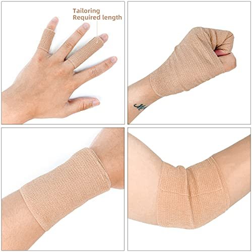 8er-Pack 4" x 5 Yards Beige Selbstklebende Kohäsive Bandage, Selbsthaftende Non-Woven Wickelrollen, Athletik-Tape für Handgelenk, Knöchel, Hand, Bein, Premium-Medizinische Dehnwickel