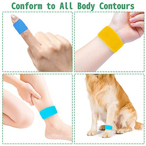 24er Pack Selbsthaftende Kohäsive Bandage 1 Zoll x 5 Yards, Erste-Hilfe-Band, Elastisches Selbstklebeband, Sportbandage, Wickelbandage für Sport, Handgelenk, Knöchel (Regenbogenfarben)
