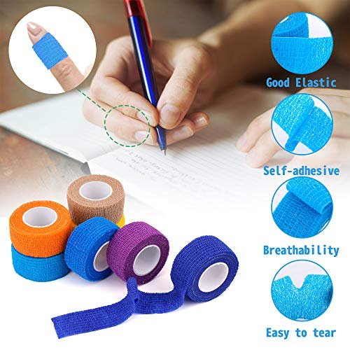 24er Pack Selbsthaftende Kohäsive Bandage 1 Zoll x 5 Yards, Erste-Hilfe-Band, Elastisches Selbstklebeband, Sportbandage, Wickelbandage für Sport, Handgelenk, Knöchel (Regenbogenfarben)