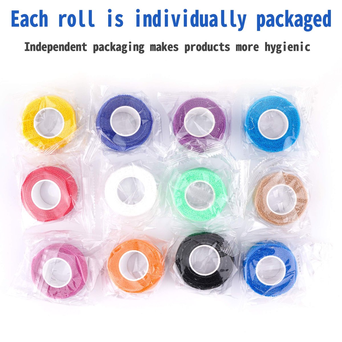 24er Pack Selbsthaftende Kohäsive Bandage 1 Zoll x 5 Yards, Erste-Hilfe-Band, Elastisches Selbstklebeband, Sportbandage, Wickelbandage für Sport, Handgelenk, Knöchel (Regenbogenfarben)