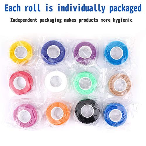 24er Pack Selbsthaftende Kohäsive Bandage 1 Zoll x 5 Yards, Erste-Hilfe-Band, Elastisches Selbstklebeband, Sportbandage, Wickelbandage für Sport, Handgelenk, Knöchel (Regenbogenfarben)