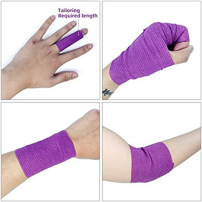 8er-Pack Selbstklebende Verbände 10 cm x 4,5 m - Assortierte Farben, Elastische Kohäsionsbandage für Sportverletzungen, Zerrungen, Knie- und Handgelenk, Knöchelverstauchungen, Erste Hilfe Vliesbandagen
