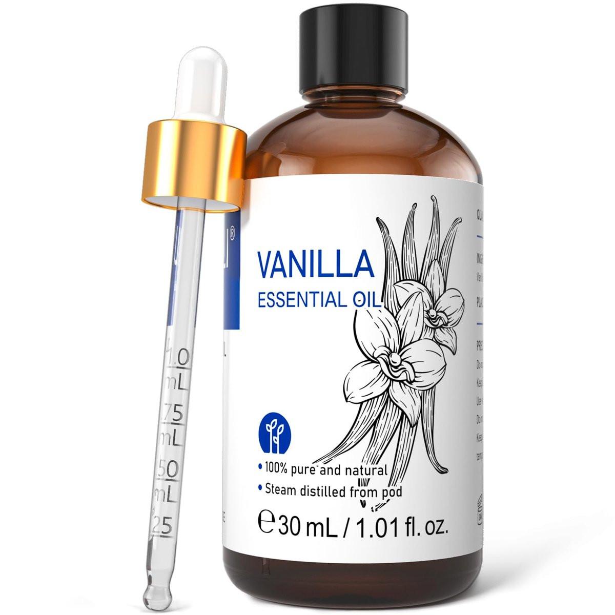 HIQILI Vanille ätherisches Öl, 100% rein natürlich, anfängerfreundlich für DIY Parfüm, Kerzen & Seifen, ideal für Diffuser, 30 ml