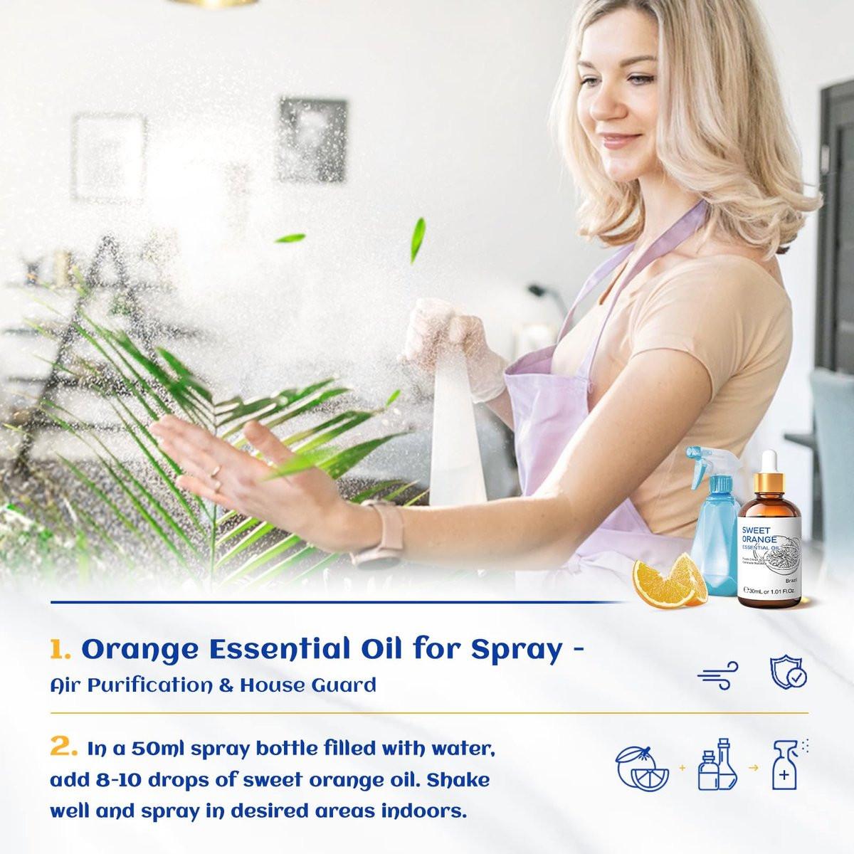 HIQILI 30ml Reines Süßes Orangenöl für Aromatherapie-Diffuser, Hautpflege, DIY-Reinigungsspray, Seife & Kerzen