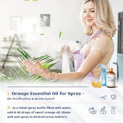 HIQILI 30ml Reines Süßes Orangenöl für Aromatherapie-Diffuser, Hautpflege, DIY-Reinigungsspray, Seife & Kerzen