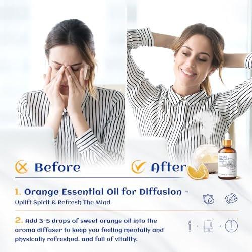 HIQILI 30ml Reines Süßes Orangenöl für Aromatherapie-Diffuser, Hautpflege, DIY-Reinigungsspray, Seife & Kerzen