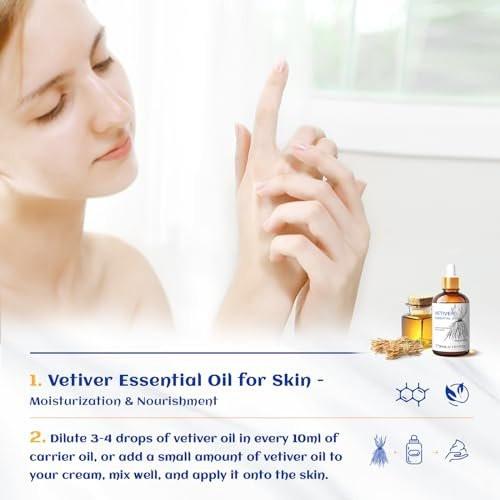 HIQILI 100% reines Vetiver-Öl, 30 ml – Natürliches ätherisches Öl für Haut und Kerzenherstellung