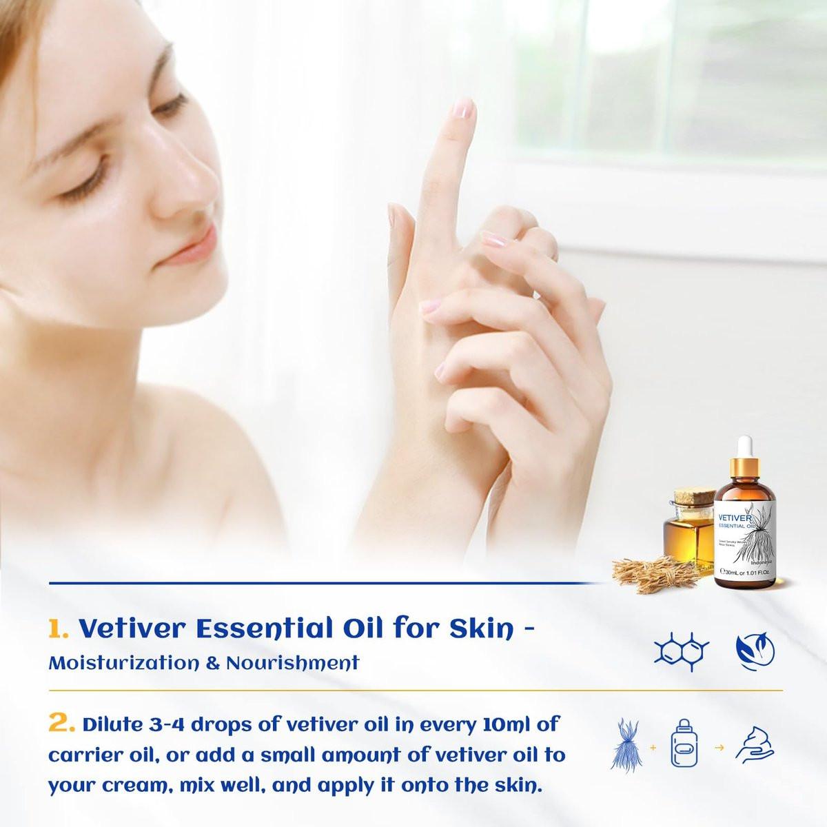 HIQILI 100% reines Vetiver-Öl, 30 ml – Natürliches ätherisches Öl für Haut und Kerzenherstellung