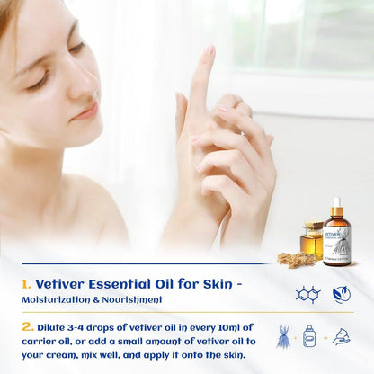 HIQILI 100% reines Vetiver-Öl, 30 ml – Natürliches ätherisches Öl für Haut und Kerzenherstellung