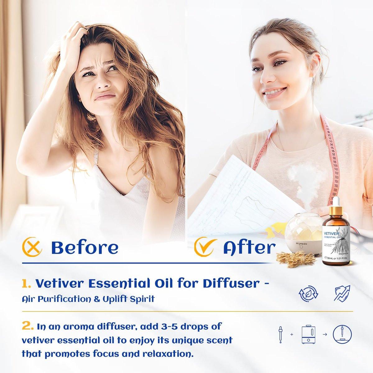 HIQILI 100% reines Vetiver-Öl, 30 ml – Natürliches ätherisches Öl für Haut und Kerzenherstellung