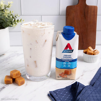 Atkins Energy Shake Cremiges Karamell, 4er-Pack (3er-Pack) – 12 Flaschen
