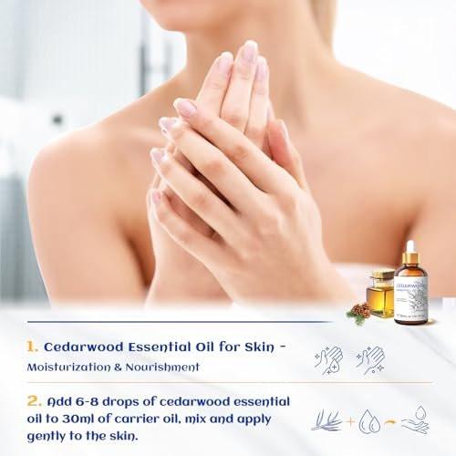 HIQILI 30 ml Zedernholz ätherisches Öl, 100% rein natürlich – für Haare, Diffuser & Aromatherapie