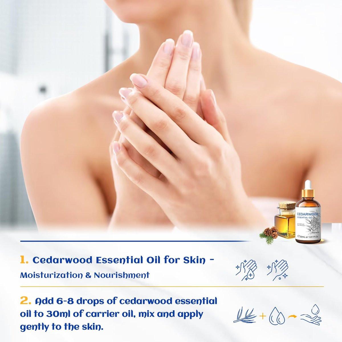 HIQILI 30 ml Zedernholz ätherisches Öl, 100% rein natürlich – für Haare, Diffuser & Aromatherapie