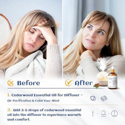 HIQILI 30 ml Zedernholz ätherisches Öl, 100% rein natürlich – für Haare, Diffuser & Aromatherapie