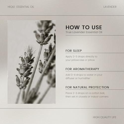 HIQILI Lavendel Öl für Diffuser, Aromatherapie & Lufterfrischung – Ideal zur Entspannung, Geruchsbeseitigung & für eine friedliche Atmosphäre – 30 ml