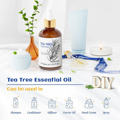 HIQILI Teebaumöl für Haut, Haare, Nägel – 30 ml reines ätherisches Öl