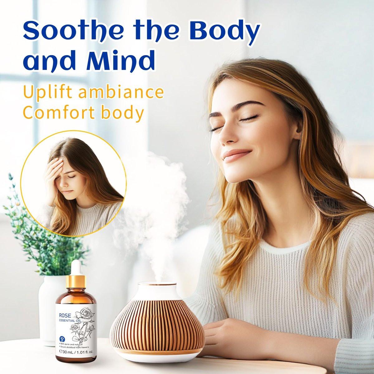 HIQILI Rosenöl 30 ml, 100% reines therapeutisches Bio-Öl für Aromatherapie, Diffuser, Hautpflege, Massage, inklusive Pipette
