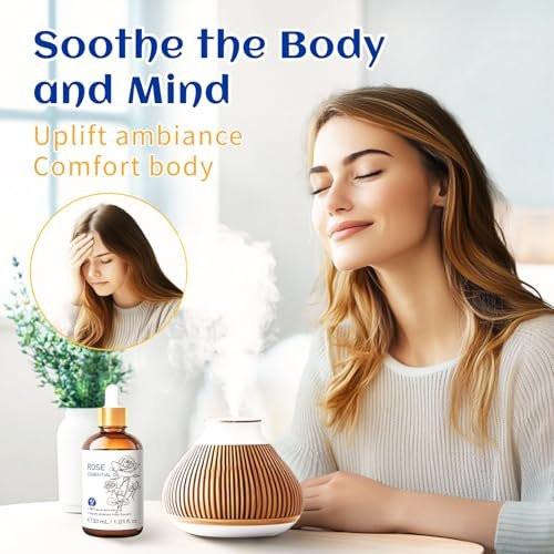 HIQILI Rosenöl 30 ml, 100% reines therapeutisches Bio-Öl für Aromatherapie, Diffuser, Hautpflege, Massage, inklusive Pipette