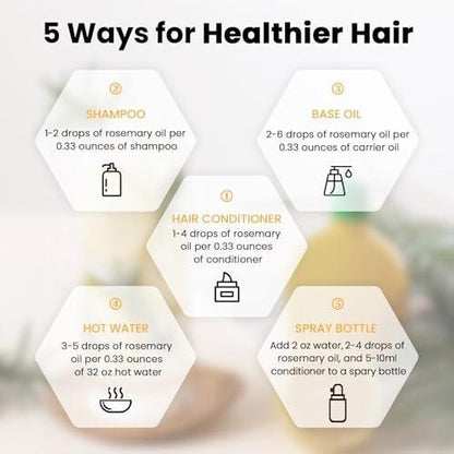 HIQILI Rosmarin ätherisches Öl, 100% rein & natürlich, für Shampoo & Conditioner, 30 ml