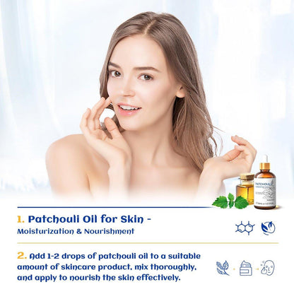 HIQILI Bio Patchouli Öl 100% Rein - 30 ml für Diffuser, Parfüm, Hautpflege, Aromatherapie