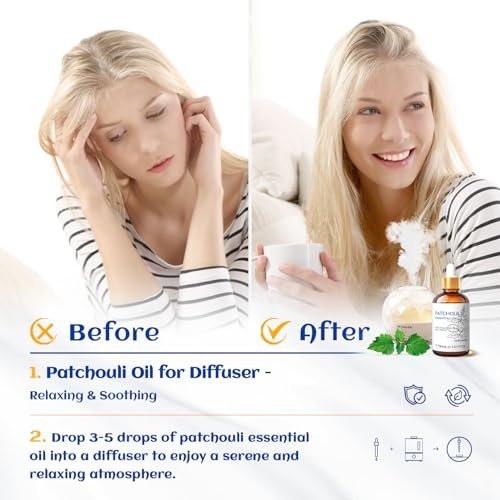 HIQILI Bio Patchouli Öl 100% Rein - 30 ml für Diffuser, Parfüm, Hautpflege, Aromatherapie