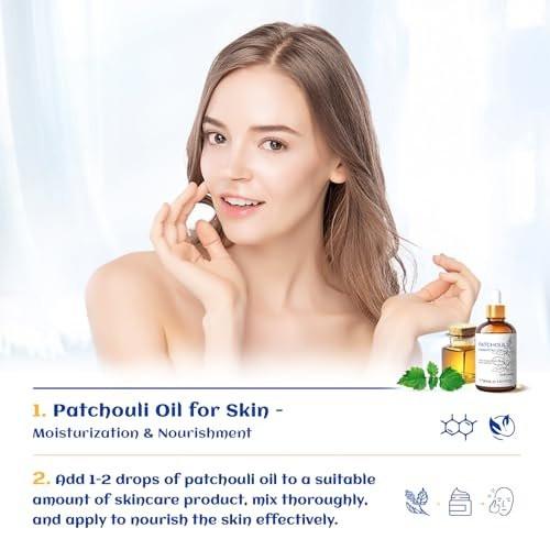 HIQILI Bio Patchouli Öl 100% Rein - 30 ml für Diffuser, Parfüm, Hautpflege, Aromatherapie