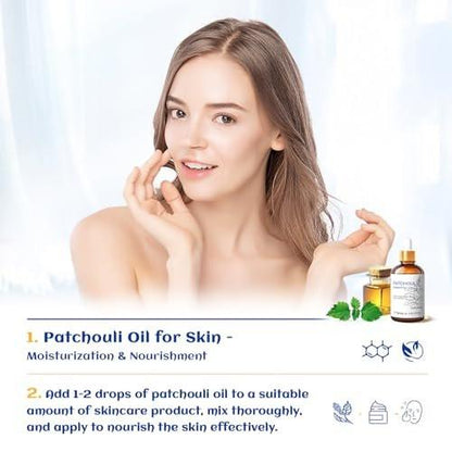 HIQILI Bio Patchouli Öl 100% Rein - 30 ml für Diffuser, Parfüm, Hautpflege, Aromatherapie