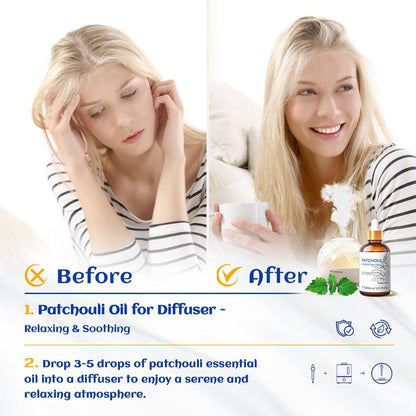 HIQILI Bio Patchouli Öl 100% Rein - 30 ml für Diffuser, Parfüm, Hautpflege, Aromatherapie