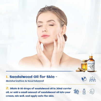 HIQILI Sandelholz Ätherisches Öl 30 ml, 100% rein natürlich therapeutische Qualität für Haut, Diffuser, Parfüm, Kerzen- und Seifenherstellung, inklusive hochwertiger Glaspipette
