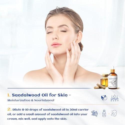 HIQILI Sandelholz Ätherisches Öl 30 ml, 100% rein natürlich therapeutische Qualität für Haut, Diffuser, Parfüm, Kerzen- und Seifenherstellung, inklusive hochwertiger Glaspipette