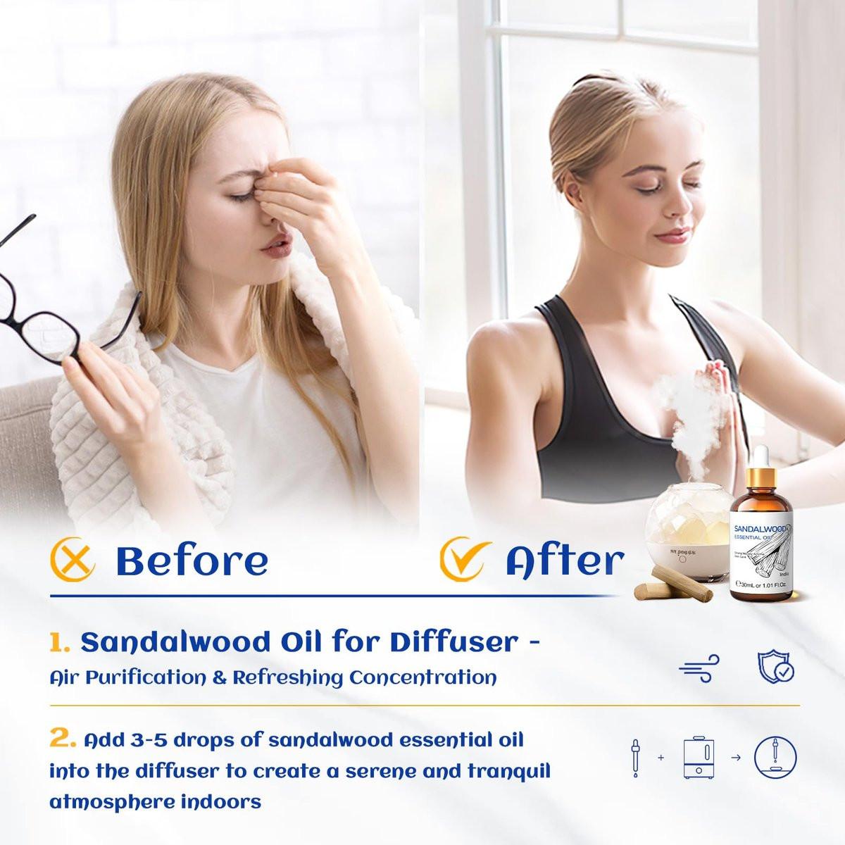 HIQILI Sandelholz Ätherisches Öl 30 ml, 100% rein natürlich therapeutische Qualität für Haut, Diffuser, Parfüm, Kerzen- und Seifenherstellung, inklusive hochwertiger Glaspipette