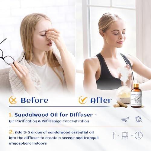 HIQILI Sandelholz Ätherisches Öl 30 ml, 100% rein natürlich therapeutische Qualität für Haut, Diffuser, Parfüm, Kerzen- und Seifenherstellung, inklusive hochwertiger Glaspipette