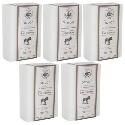 La Maison du Savon de Marseille - Französische Seife mit frischer Bio-Eselmilch und Bio-Sheabutter - 115g Riegel - Set mit 5 Stück