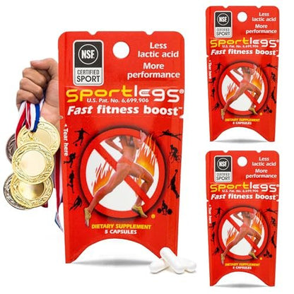 SPORTLEGS Pre-Exercise Metabolic Primer für Läufer, Radfahrer und Ausdauersportler – Hilft Muskeln, Laktat zu nutzen und zu recyceln für geschmeidigere, längere Anstrengungen – NSF-zertifiziert für den Sport – 15 Kapseln