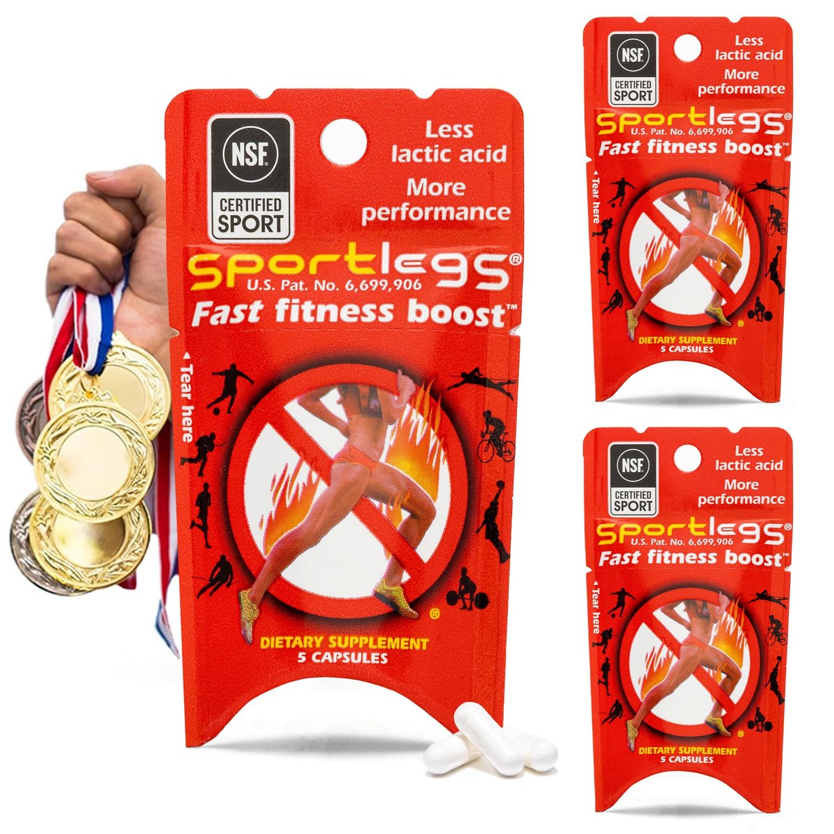 SPORTLEGS Pre-Exercise Metabolic Primer für Läufer, Radfahrer und Ausdauersportler – Hilft Muskeln, Laktat zu nutzen und zu recyceln für geschmeidigere, längere Anstrengungen – NSF-zertifiziert für den Sport – 15 Kapseln