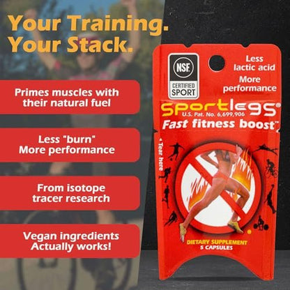 SPORTLEGS Pre-Exercise Metabolic Primer für Läufer, Radfahrer und Ausdauersportler – Hilft Muskeln, Laktat zu nutzen und zu recyceln für geschmeidigere, längere Anstrengungen – NSF-zertifiziert für den Sport – 15 Kapseln