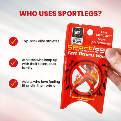 SPORTLEGS Pre-Exercise Metabolic Primer für Läufer, Radfahrer und Ausdauersportler – Hilft Muskeln, Laktat zu nutzen und zu recyceln für geschmeidigere, längere Anstrengungen – NSF-zertifiziert für den Sport – 15 Kapseln
