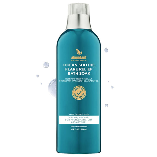 Abundant Natural Health Ocean Soothe Flare Relief Badesalz mit hochkonzentrierten reinen Magnesiumsalzen und Lavendelöl zur Linderung problematischer und trockener Haut, sicher für empfindliche Haut, 500 ml