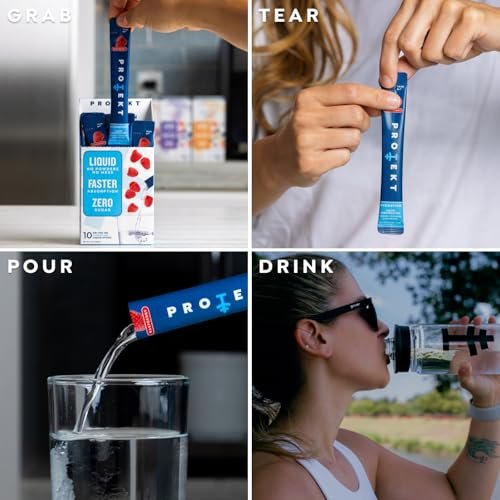 PROTEKT Electrolyte Packets für Erholung & Hydration | Organische & Zuckerfreie Elektrolyt-Getränke | Wirkt schneller als Pulver | Flüssigkeits-Hydration für unterwegs | Himbeere, 10er-Pack