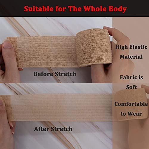 24 Stück Braune Atmungsaktive Selbstklebende Bandage 5 cm, Mehrzweck-Vlies-Kohäsivwickel - Tierbandage | Sporttape | Medizinisches Tape für Knöchelverstauchungen, Schwellungen, Haustiere