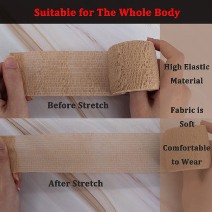 24 Stück Braune Atmungsaktive Selbstklebende Bandage 5 cm, Mehrzweck-Vlies-Kohäsivwickel - Tierbandage | Sporttape | Medizinisches Tape für Knöchelverstauchungen, Schwellungen, Haustiere