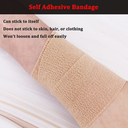 24 Stück Braune Atmungsaktive Selbstklebende Bandage 5 cm, Mehrzweck-Vlies-Kohäsivwickel - Tierbandage | Sporttape | Medizinisches Tape für Knöchelverstauchungen, Schwellungen, Haustiere