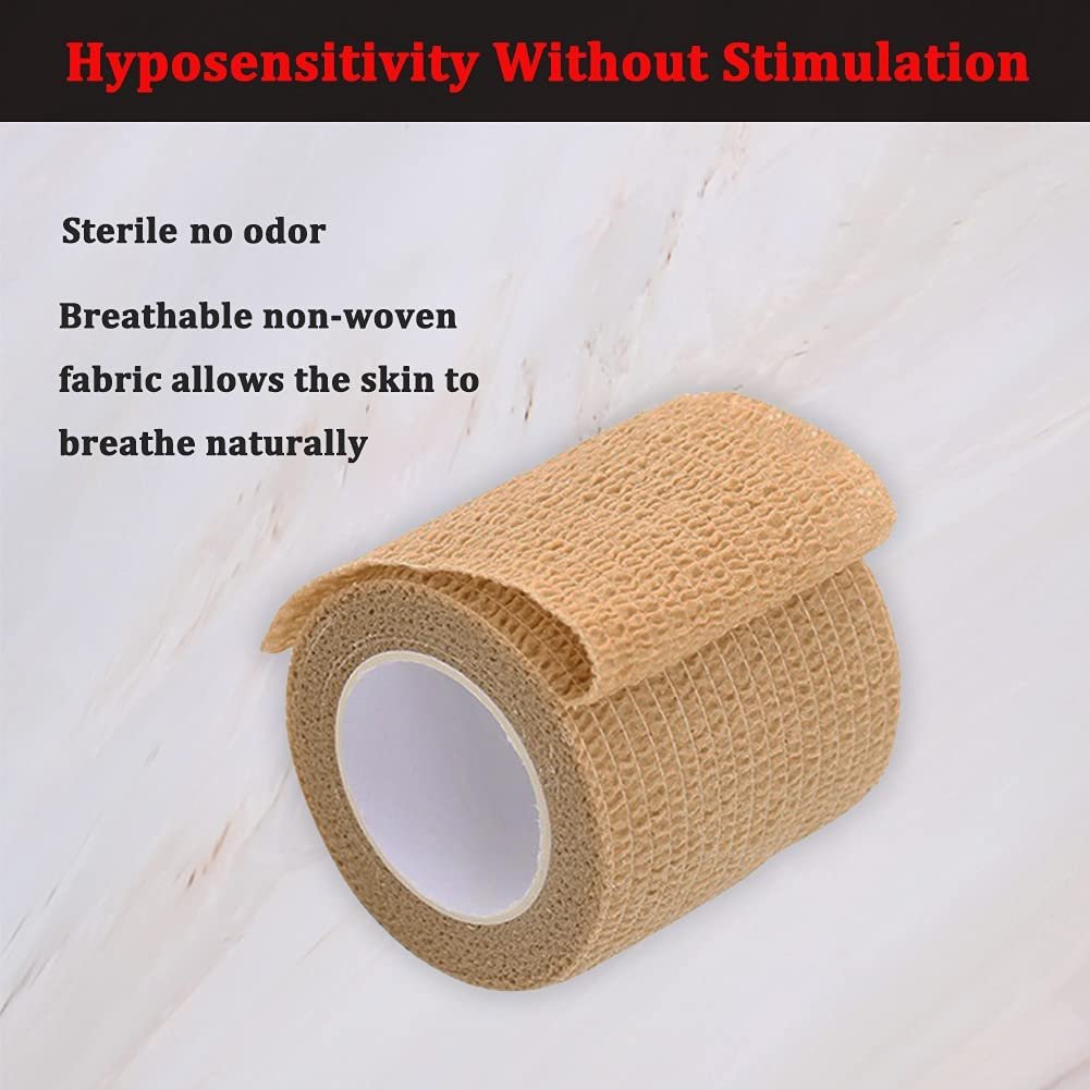 24 Stück Braune Atmungsaktive Selbstklebende Bandage 5 cm, Mehrzweck-Vlies-Kohäsivwickel - Tierbandage | Sporttape | Medizinisches Tape für Knöchelverstauchungen, Schwellungen, Haustiere