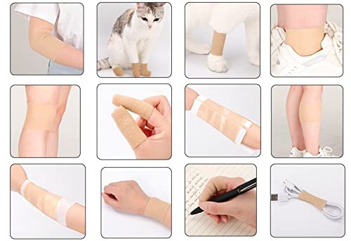 24 Stück Braune Atmungsaktive Selbstklebende Bandage 5 cm, Mehrzweck-Vlies-Kohäsivwickel - Tierbandage | Sporttape | Medizinisches Tape für Knöchelverstauchungen, Schwellungen, Haustiere