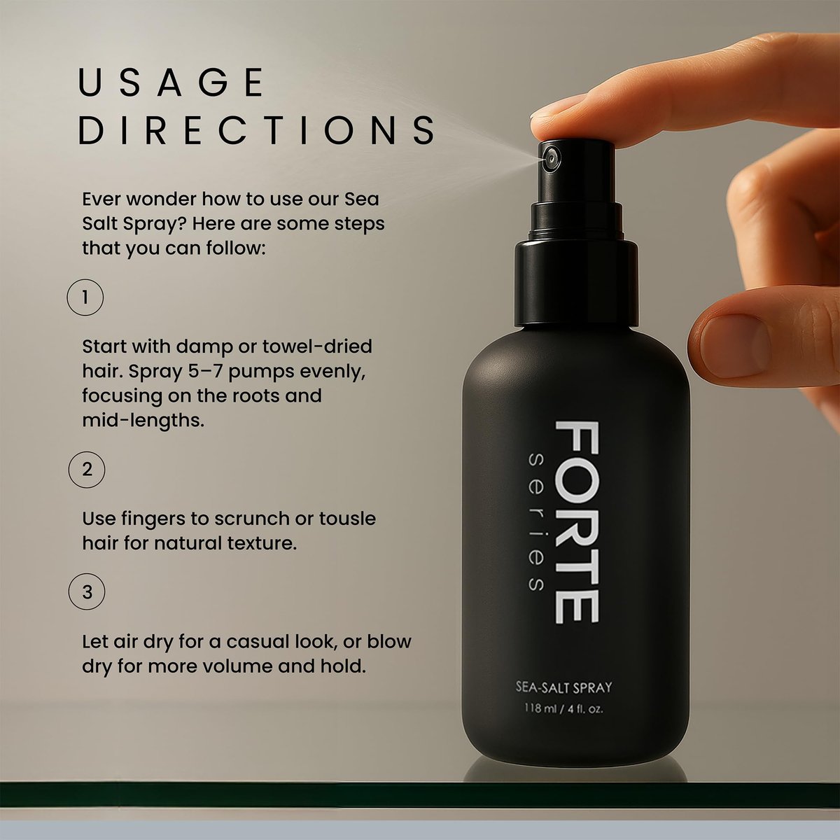 Alex Costa Sea-Salt Spray von Forte Series | Haarvolumen für Männer | Volumengebender & texturierender Haarspray | Beachy Surfer Haar, Volumenspray für alle Haartypen (118 ml)