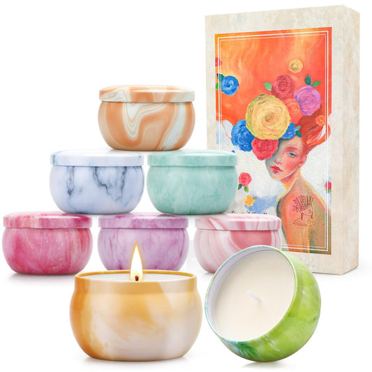 Duftkerzen Geschenkset für Frauen, 8er-Pack fruchtig-blumige Sojawachs-Aromatherapie-Kerzen, Reisekerzen in Künstlergeschenkbox, Geburtstagsgeschenke für Mama, Ehefrau, Schwester, Freundin, Muttertag, Weihnachten